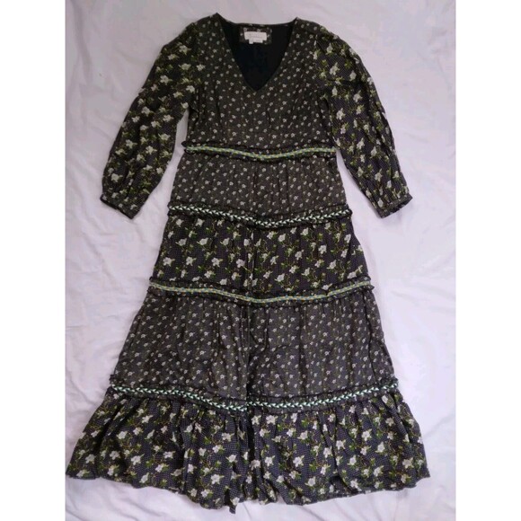 ANTHROPOLOGIE Karoline Tiered Floral Maxi Dress Boho Cottagecore Womens Size 8 - Picture 3 of 14
